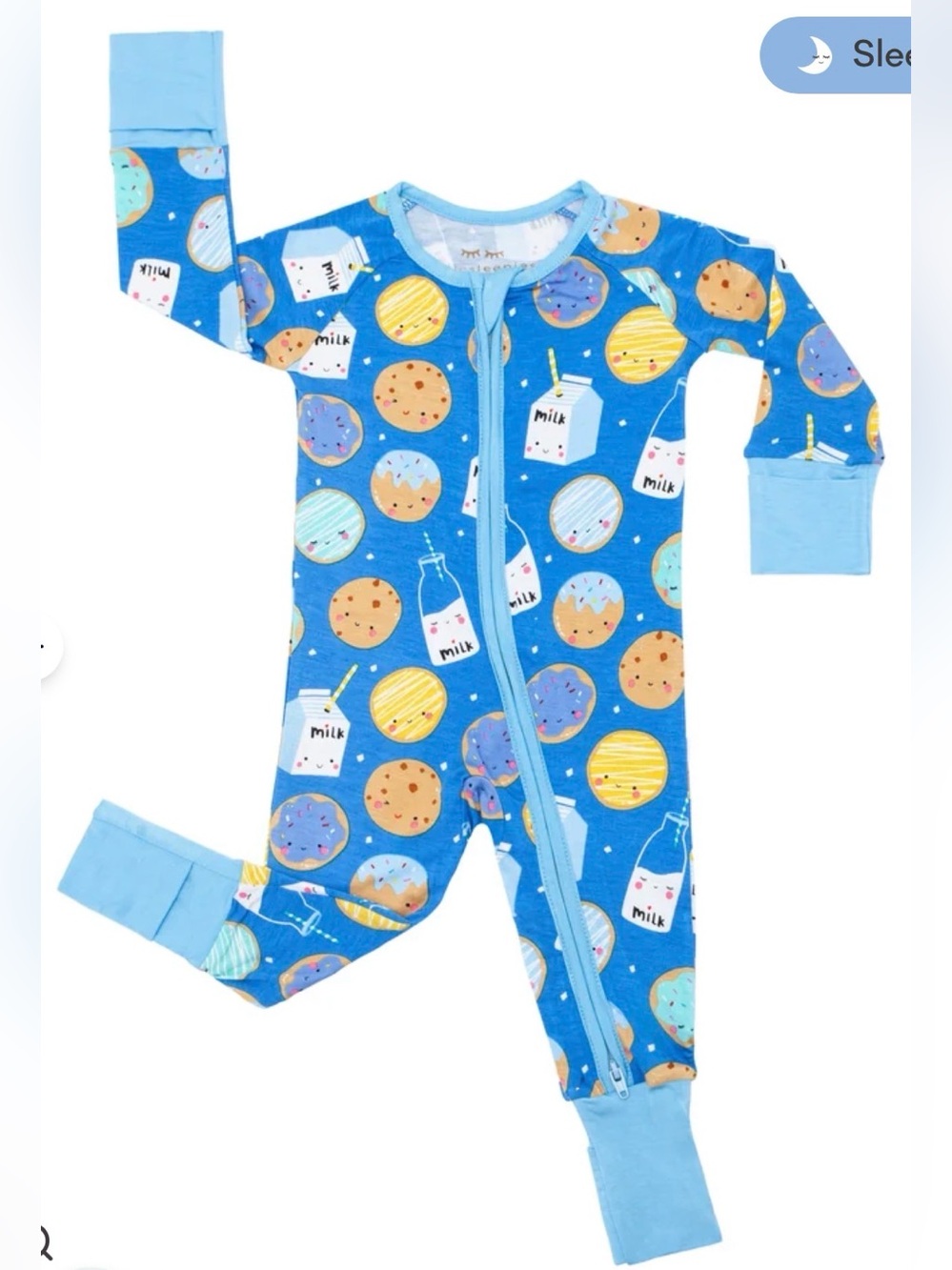 Little Sleepies Cookies & Milk Zippy Footie Size 6-12M